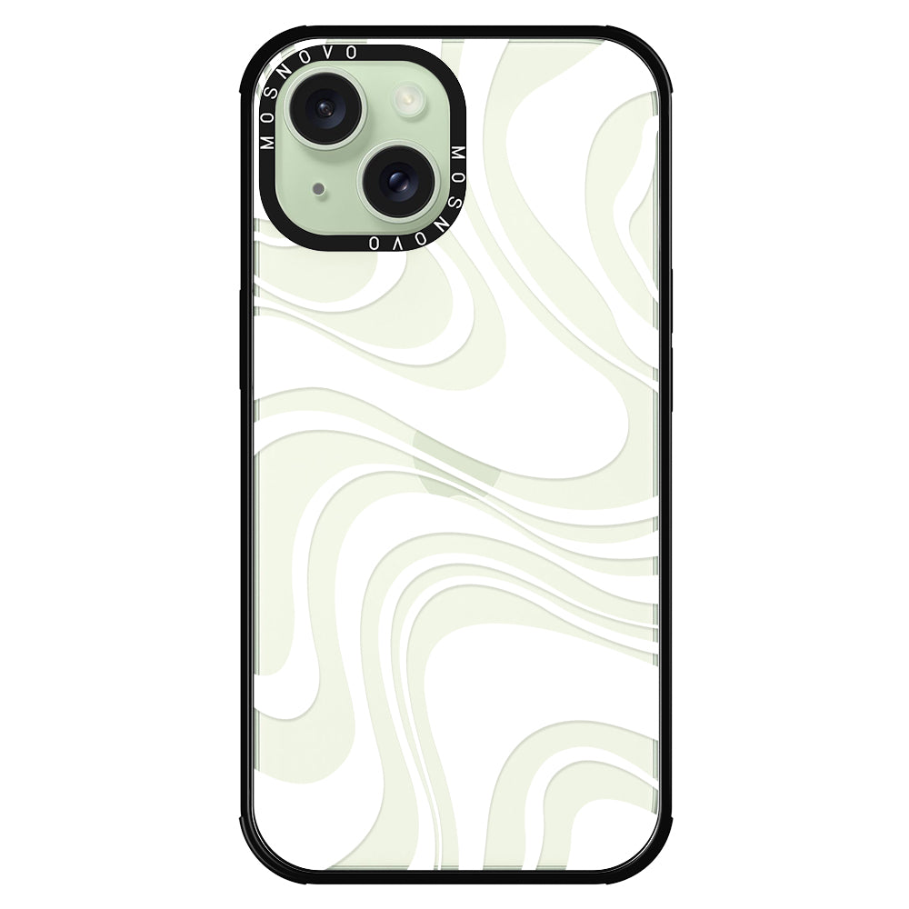 White Swirl Phone Case - iPhone 15 Plus Case - MOSNOVO