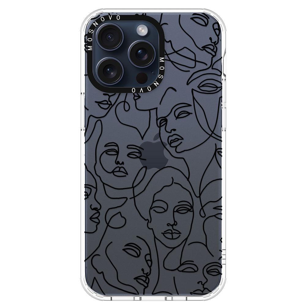 Abstract Face Line Art Phone Case - iPhone 15 Pro Max Case - MOSNOVO