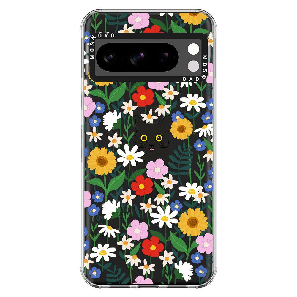 Black Cat in Garden Phone Case - Google Pixel 8 Pro Case - MOSNOVO