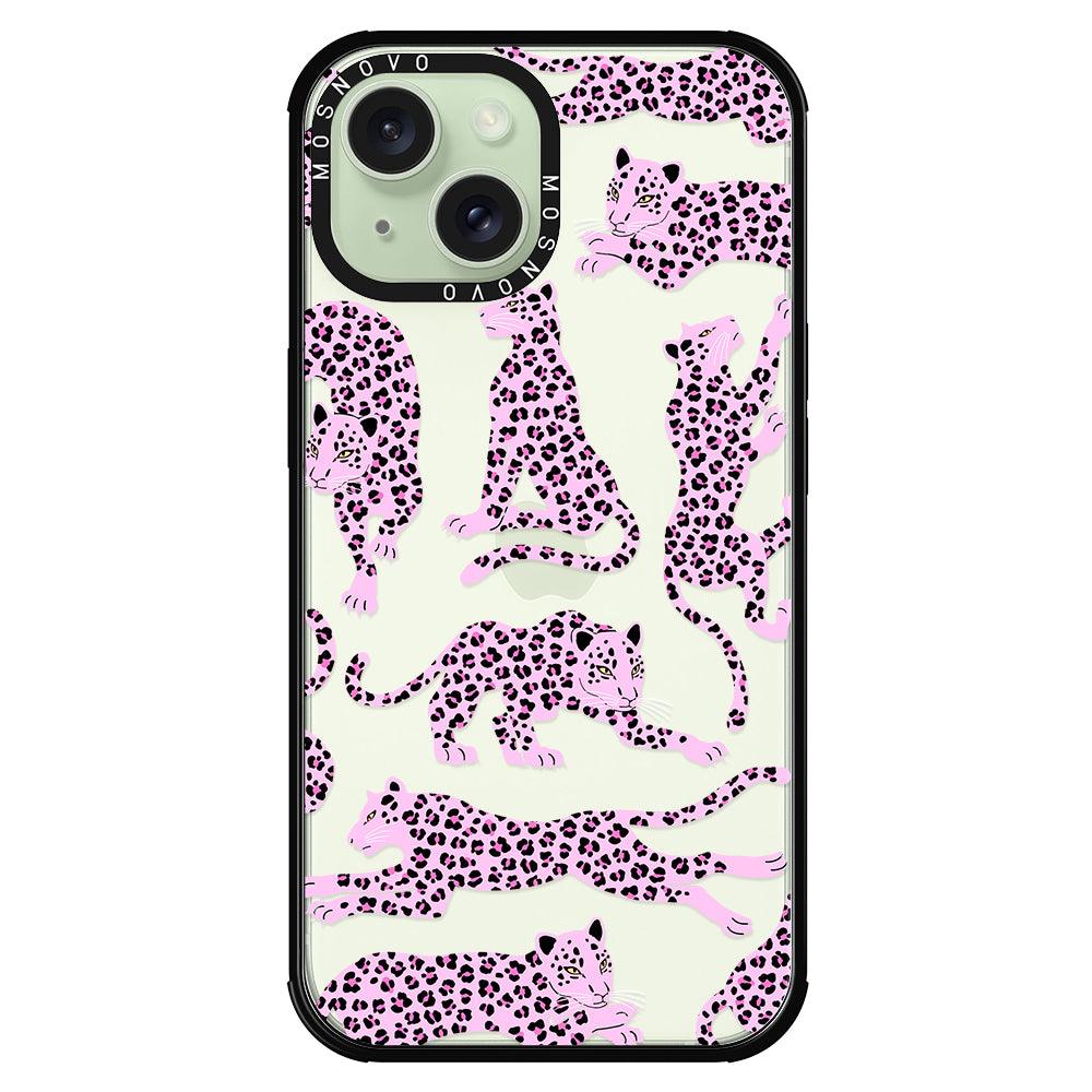 Pink Leopard Phone Case - iPhone 15 Plus Case - MOSNOVO