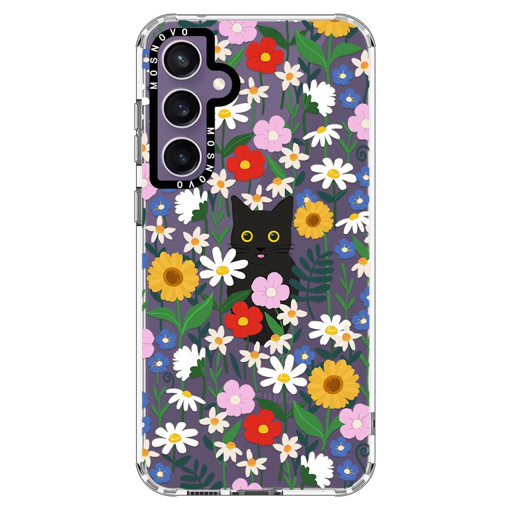 Black Cat in Garden Phone Case - Samsung Galaxy S23 FE Case