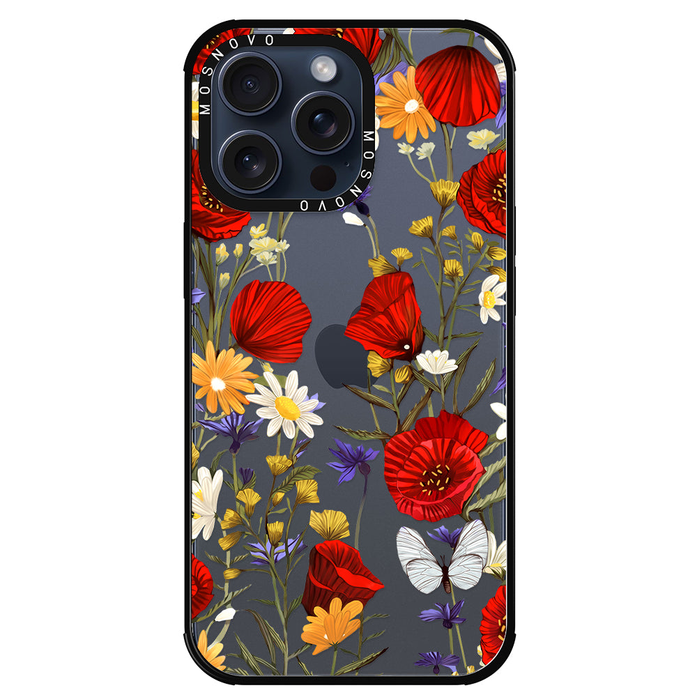 Poppy Floral Phone Case - iPhone 15 Pro Max Case - MOSNOVO