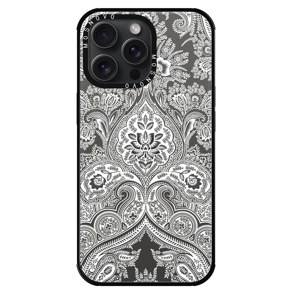 White Damask Phone Case - iPhone 15 Pro Max Case - MOSNOVO