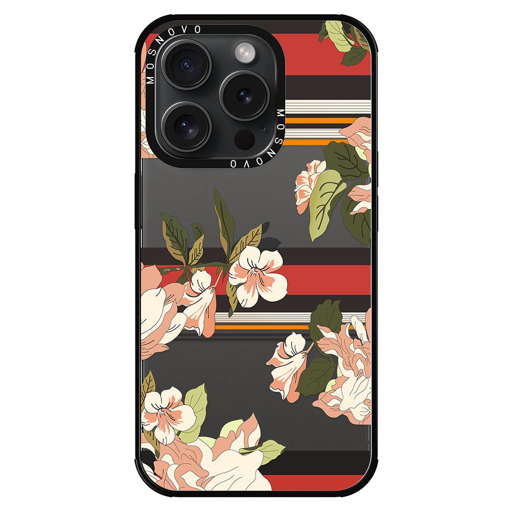 Classic Stripe Floral Phone Case - iPhone 15 Pro Case - MOSNOVO