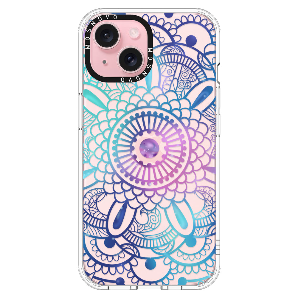 Violet Blue Mandala Phone Case - iPhone 15 Case - MOSNOVO