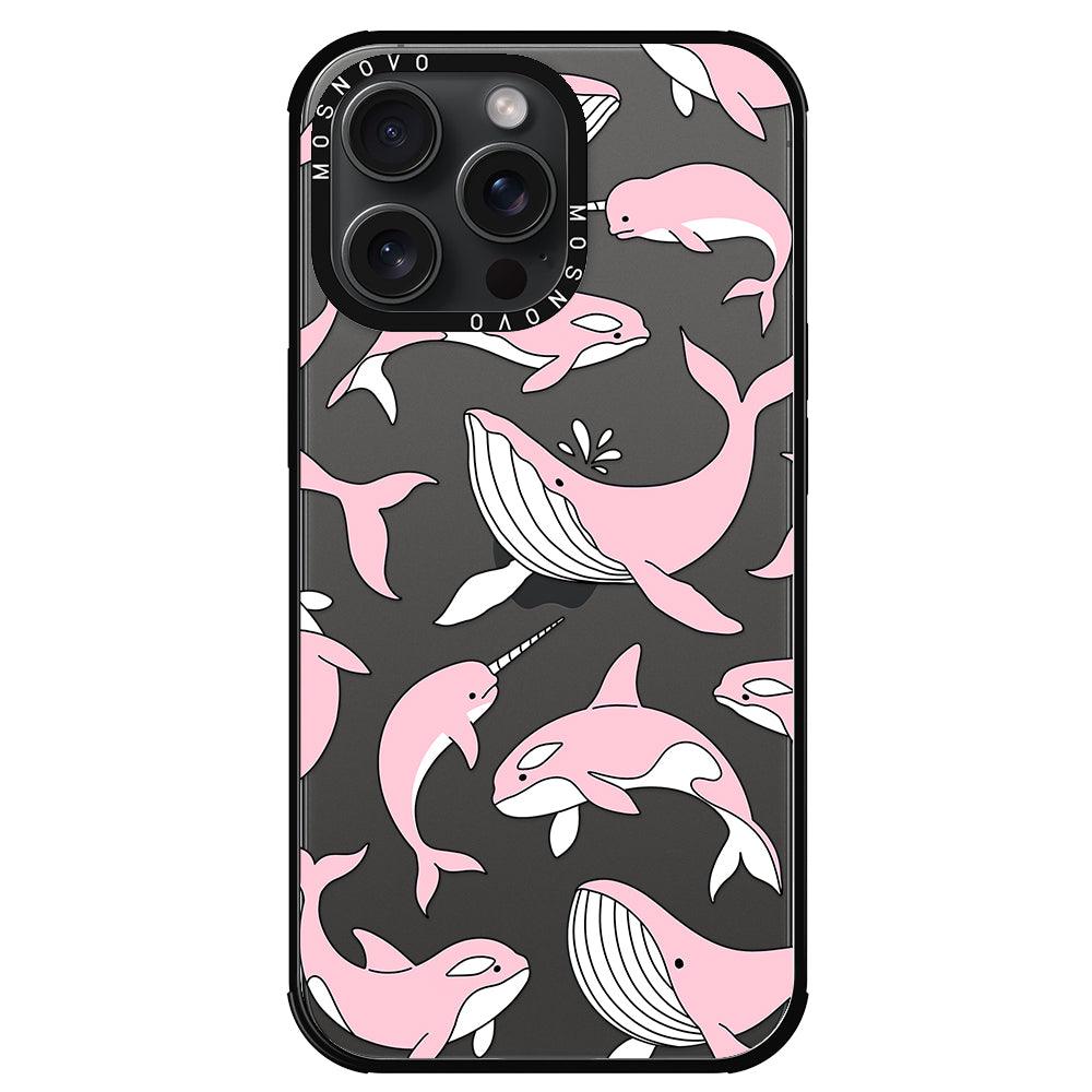 Pink Whales Phone Case - iPhone 15 Pro Max Case - MOSNOVO