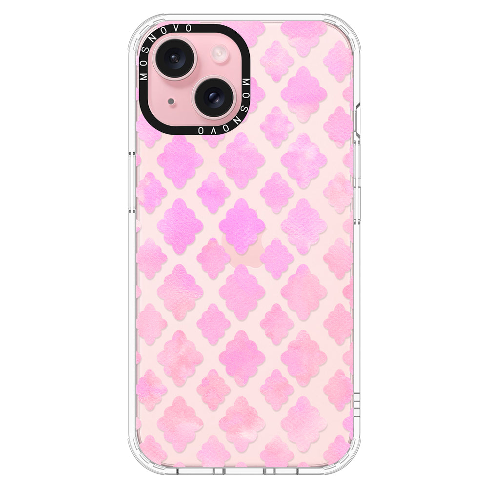 Pink Flower Diamond Phone Case - iPhone 15 Plus Case - MOSNOVO