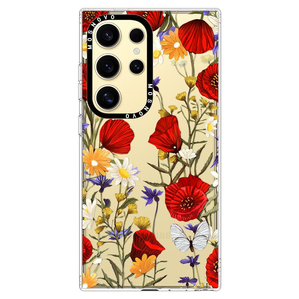 Poppy Floral Phone Case - Samsung Galaxy S24 Ultra Case - MOSNOVO