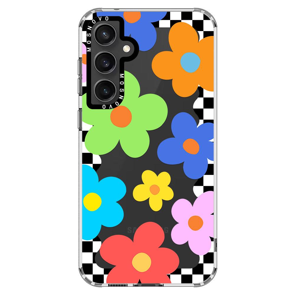 60's Checkered Floral Phone Case - Samsung Galaxy S23 FE Case