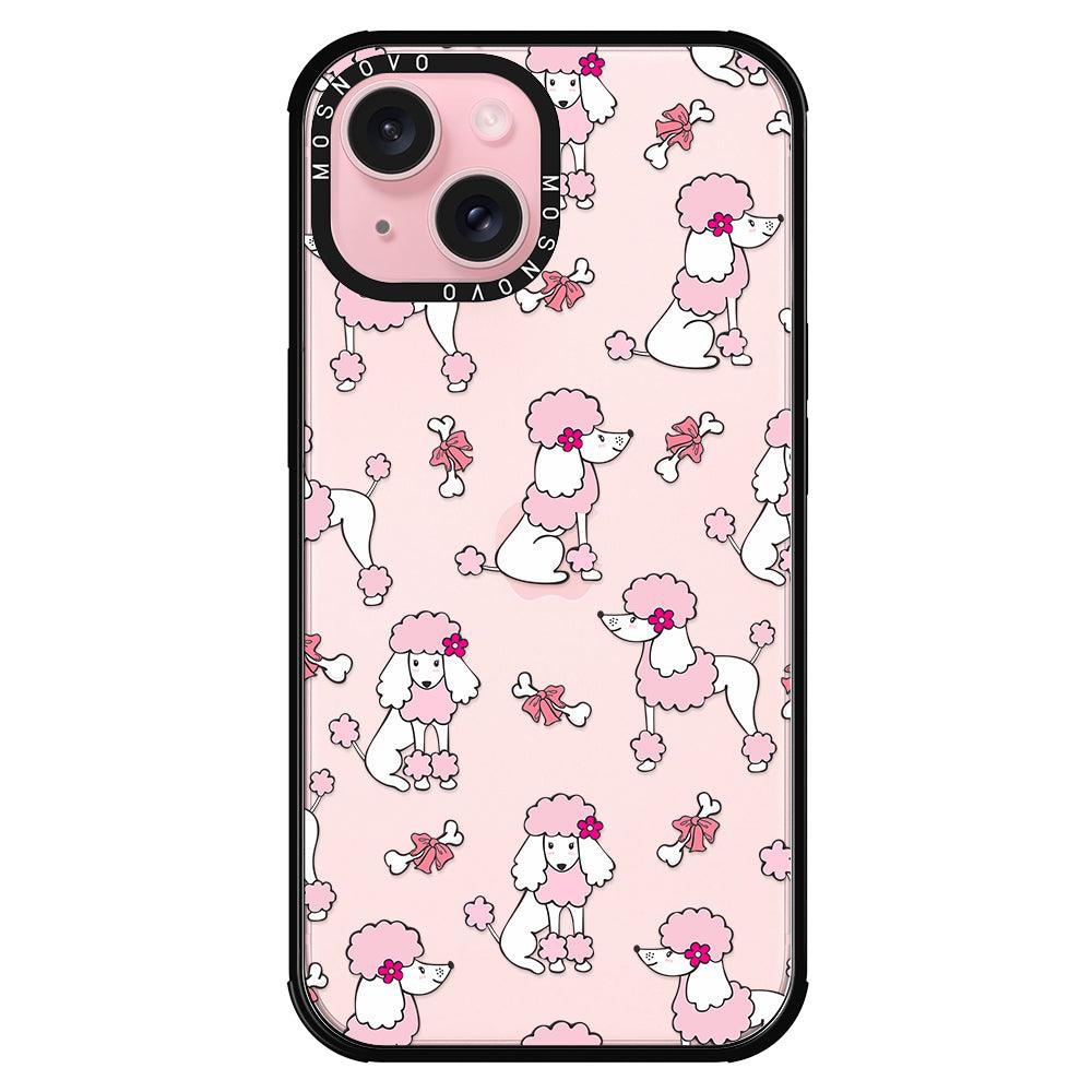 Pink Poodle Phone Case - iPhone 15 Case Black