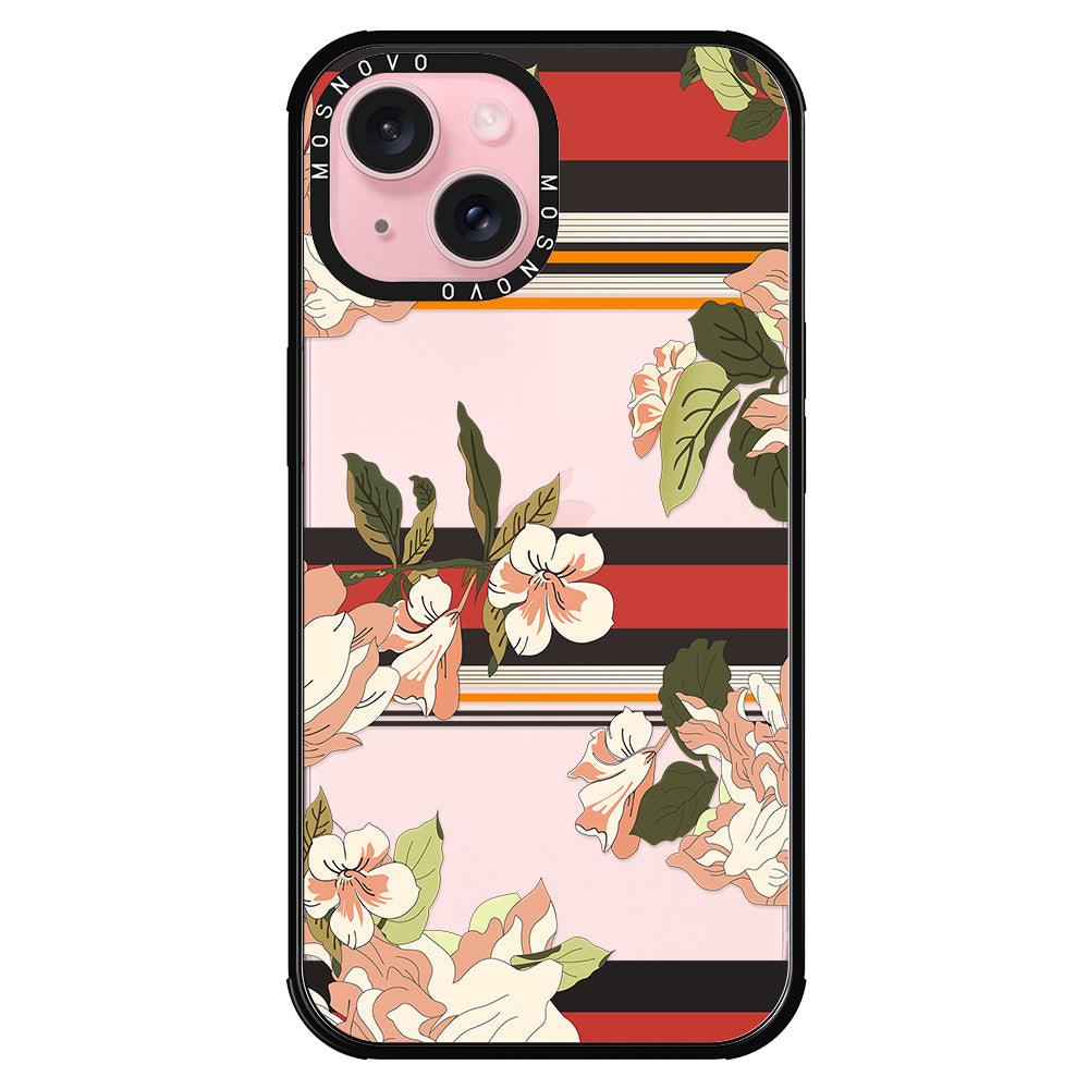 Classic Stripe Floral Phone Case - iPhone 15 Case - MOSNOVO