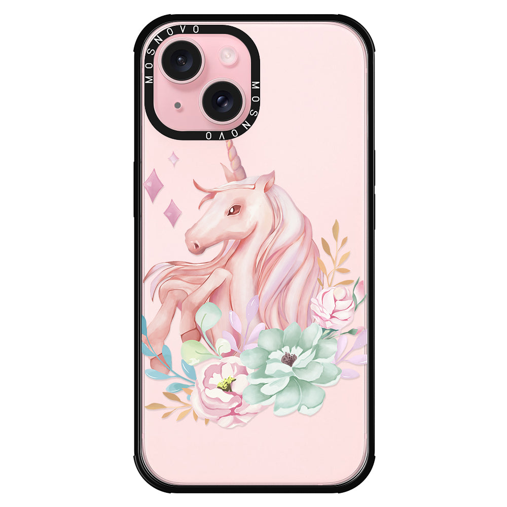 Elegant Flowers Unicorn Phone Case - iPhone 15 Case - MOSNOVO