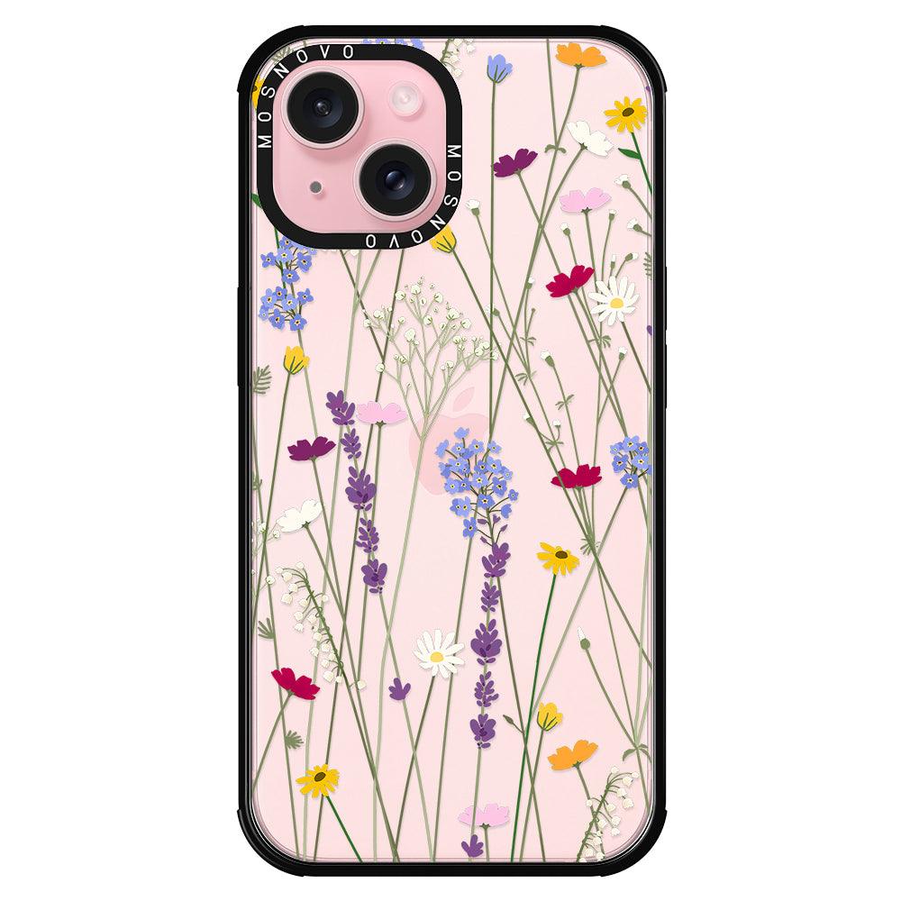 Floral Garden Lavender Daisy Flower Phone Case - iPhone 15 Plus Case - MOSNOVO