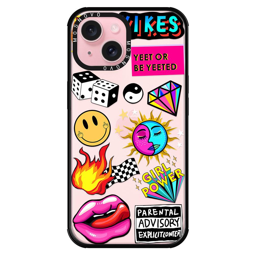 Funky Stickers Phone Case - iPhone 15 Case - MOSNOVO