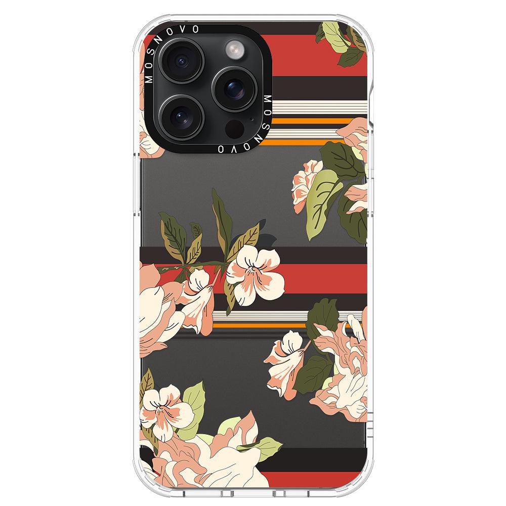 Classic Stripe Floral Phone Case - iPhone 15 Pro Max Case - MOSNOVO