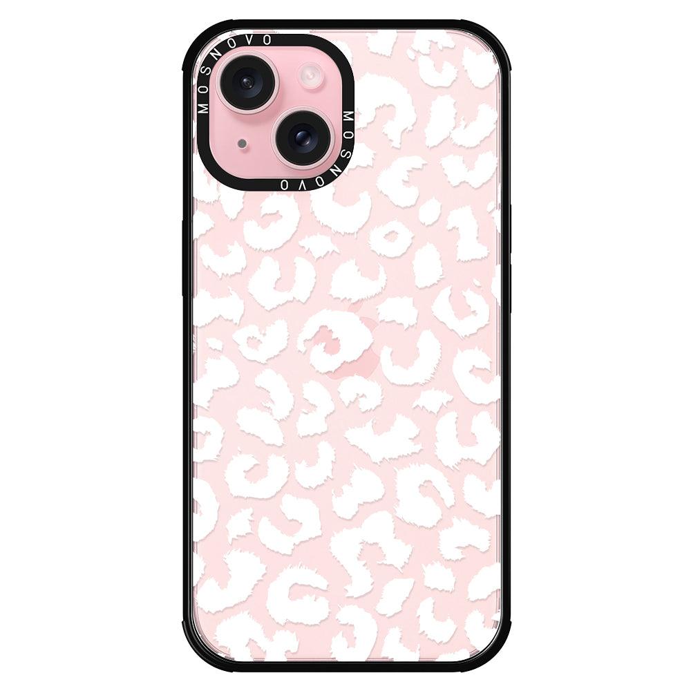 White Leopard Phone Case - iPhone 15 Plus Case - MOSNOVO