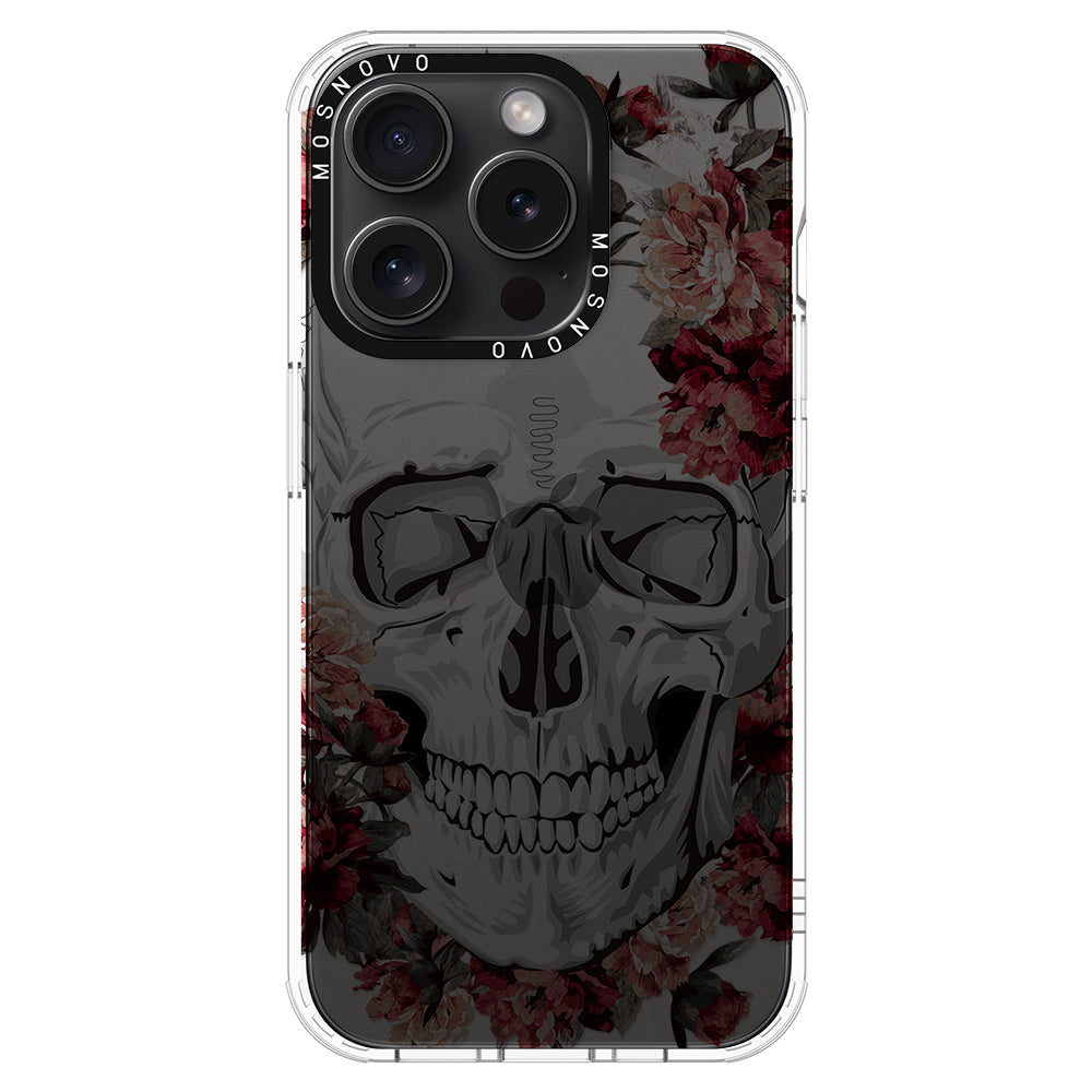 Red Flower Skull Phone Case - iPhone 15 Pro Case - MOSNOVO