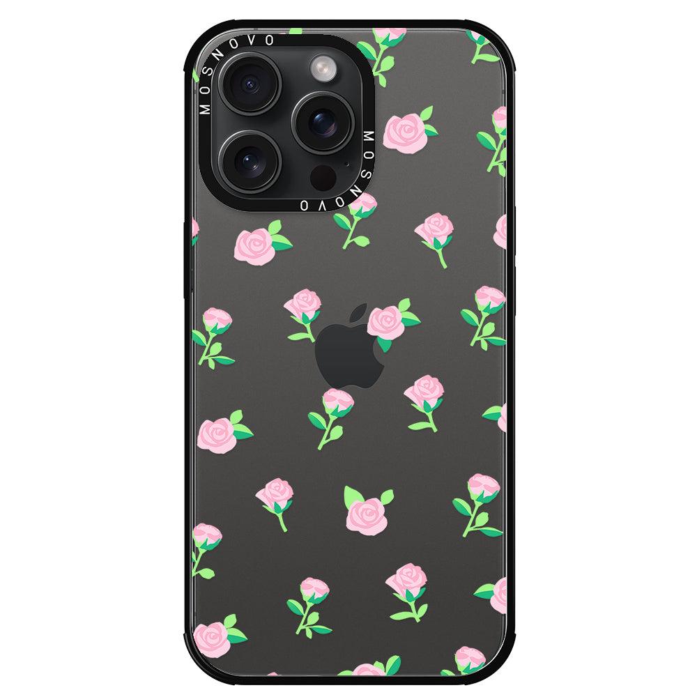 Pink Rose Floral Phone Case - iPhone 15 Pro Max Case - MOSNOVO