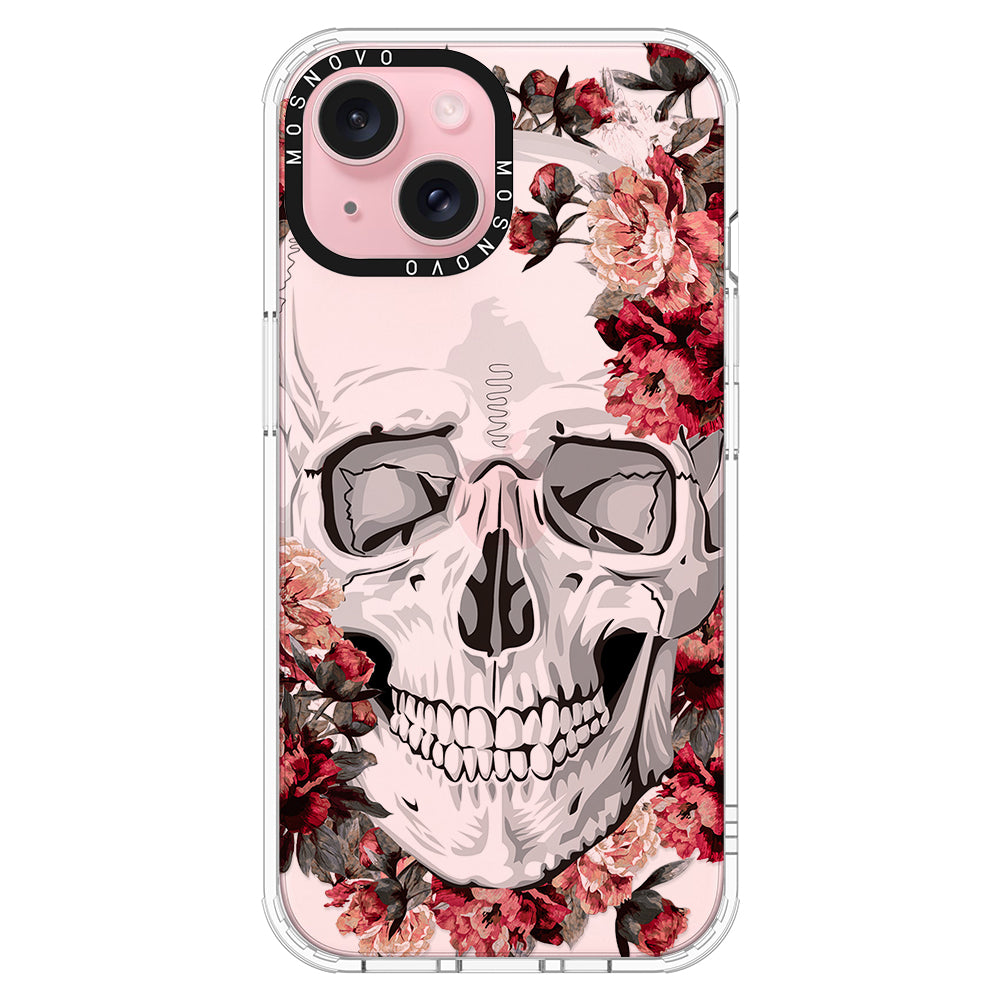 Red Flower Skull Phone Case - iPhone 15 Plus Case - MOSNOVO