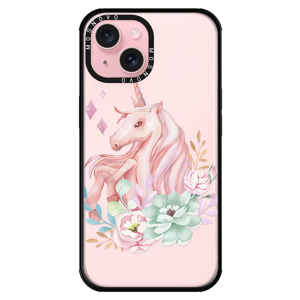 Elegant Flowers Unicorn Phone Case - iPhone 15 Plus Case - MOSNOVO