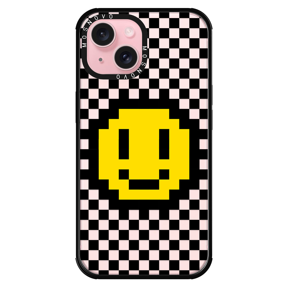 Smile Checkered Phone Case - iPhone 15 Plus Case - MOSNOVO