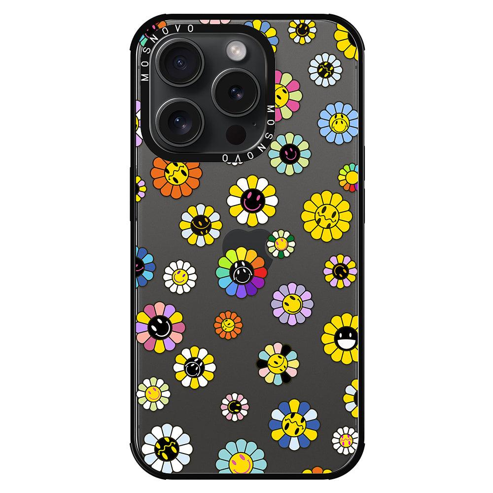 Flower Smiley Face Phone Case - iPhone 15 Pro Case - MOSNOVO