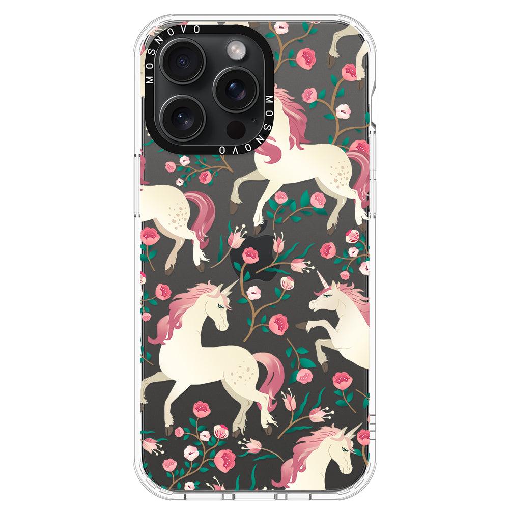 Unicorn with Floral Phone Case - iPhone 15 Pro Max Case - MOSNOVO