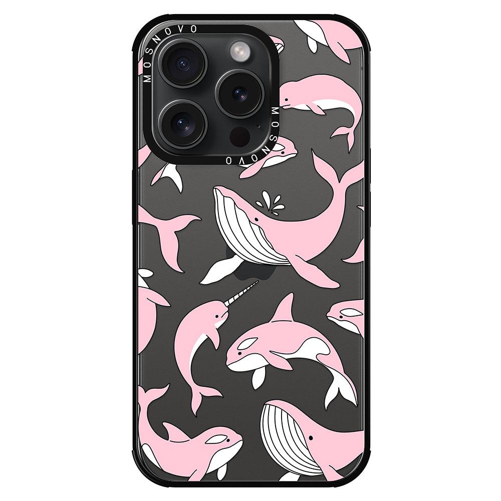 Pink Whales Phone Case - iPhone 15 Pro Case - MOSNOVO