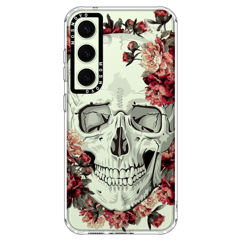 Red Flower Skull Phone Case - Samsung Galaxy S24 Plus Case - MOSNOVO