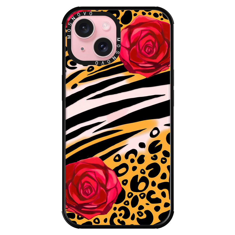 Wild Floral Leopard Phone Case - iPhone 15 Case - MOSNOVO