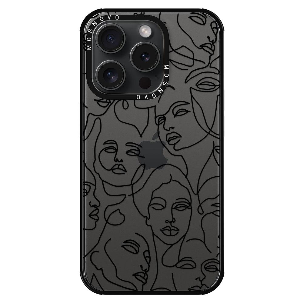 Abstract Face Line Art Phone Case - iPhone 15 Pro Case - MOSNOVO