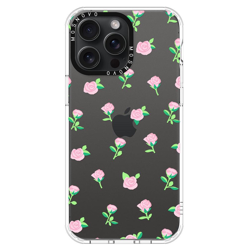 Pink Rose Floral Phone Case - iPhone 15 Pro Max Case - MOSNOVO