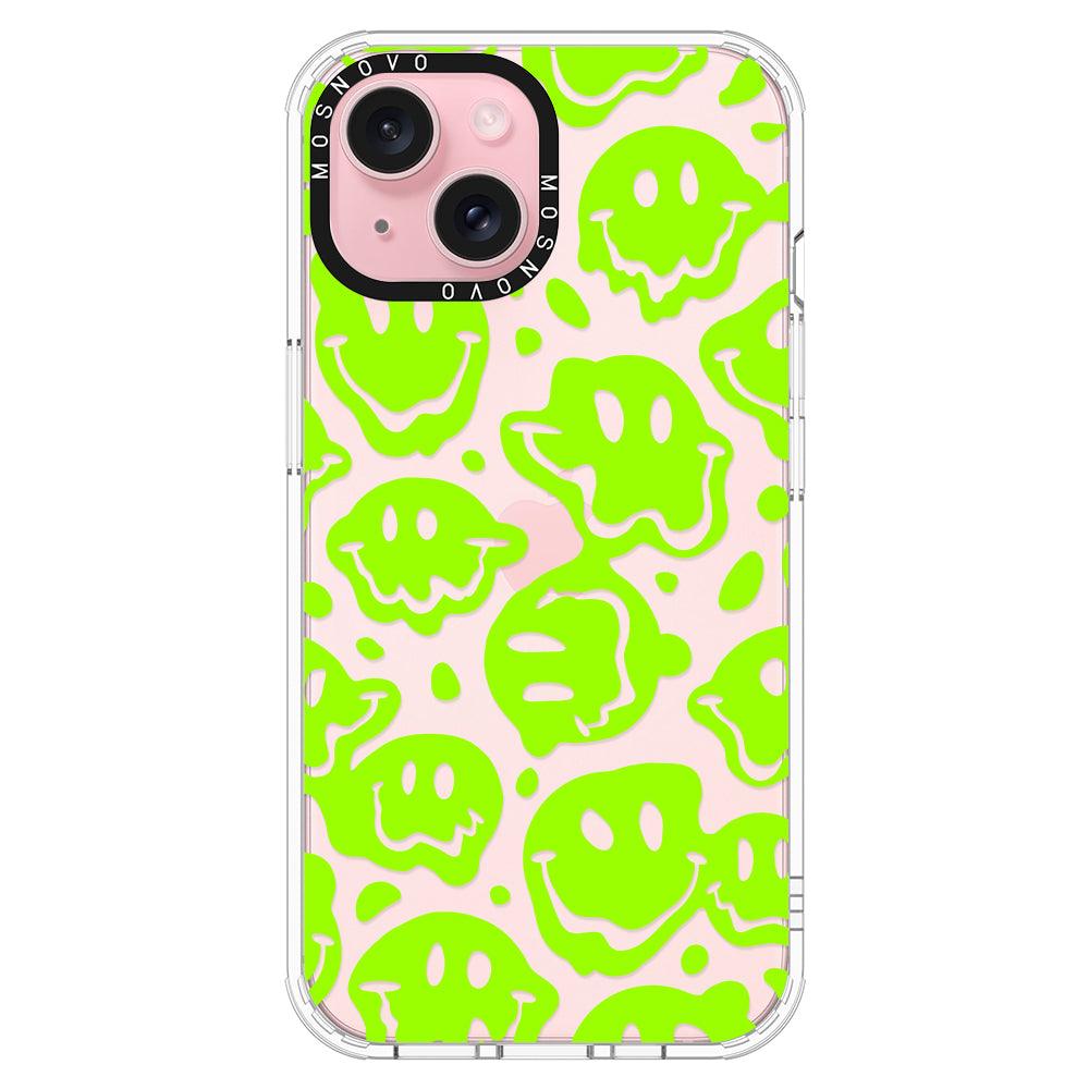 Distorted Green Smiles Face Phone Case - iPhone 15 Case - MOSNOVO