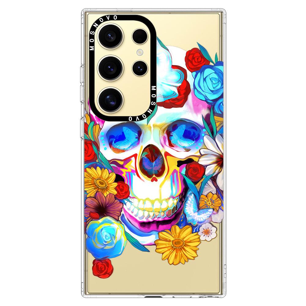 Sugar Flower Skull Phone Case - Samsung Galaxy S24 Ultra Case - MOSNOVO