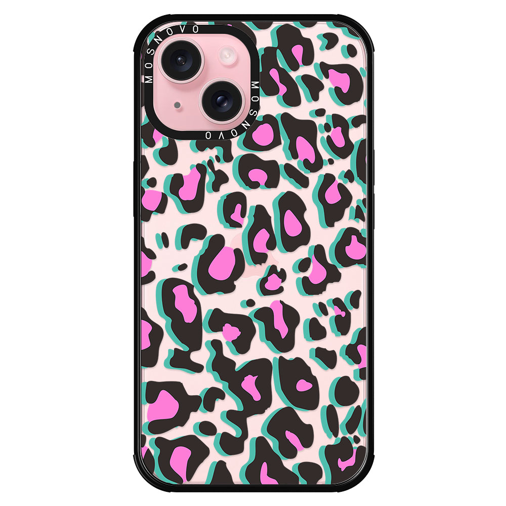 Hot Pink Leopard Print Phone Case - iPhone 15 Plus Case - MOSNOVO