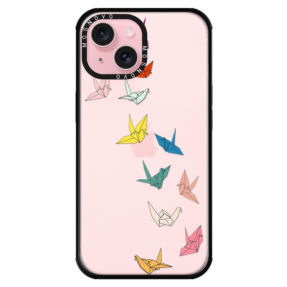 Paper Crane Phone Case - iPhone 15 Case Black