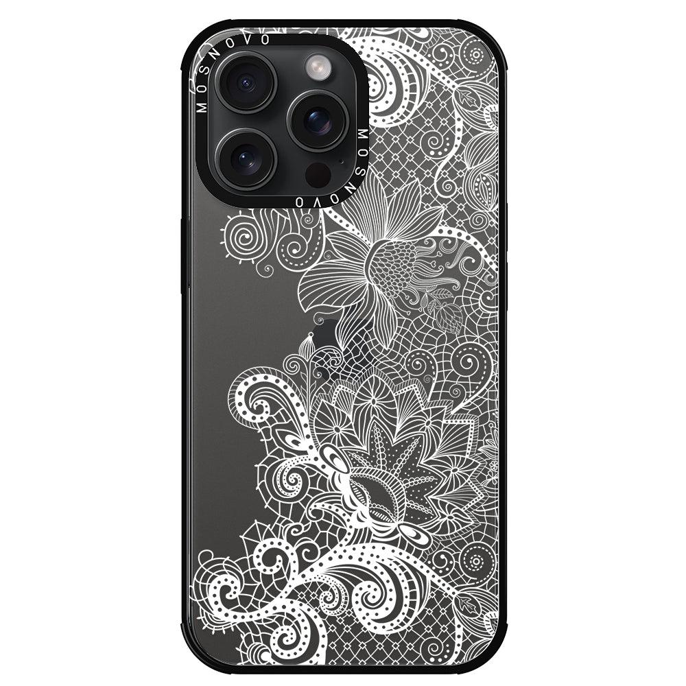 Lacy White Flower Phone Case - iPhone 15 Pro Max Case - MOSNOVO