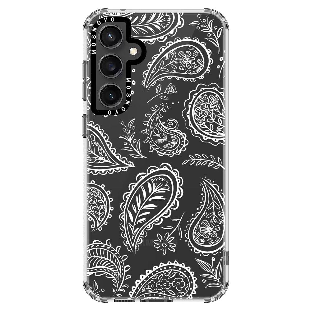 White Paisley Phone Case - Samsung Galaxy S23 FE Case