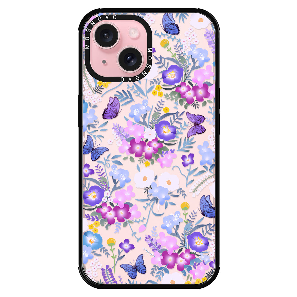 Purple Peri Nemophila Flower Phone Case - iPhone 15 Plus Case - MOSNOVO