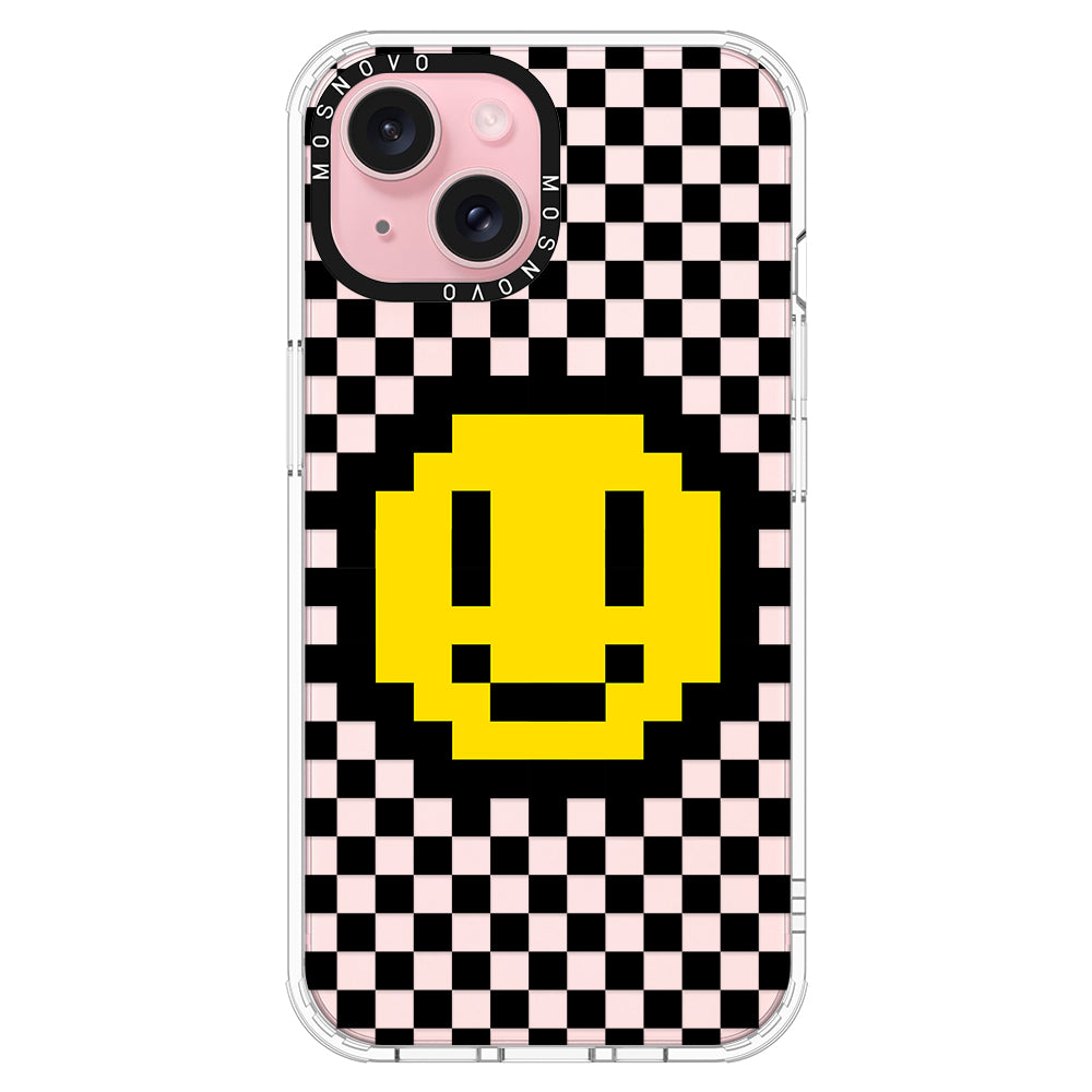 Smile Checkered Phone Case - iPhone 15 Plus Case - MOSNOVO