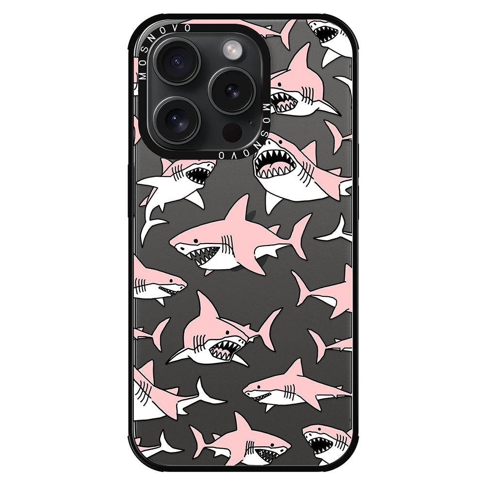 Pink Shark Phone Case - iPhone 15 Pro Case - MOSNOVO