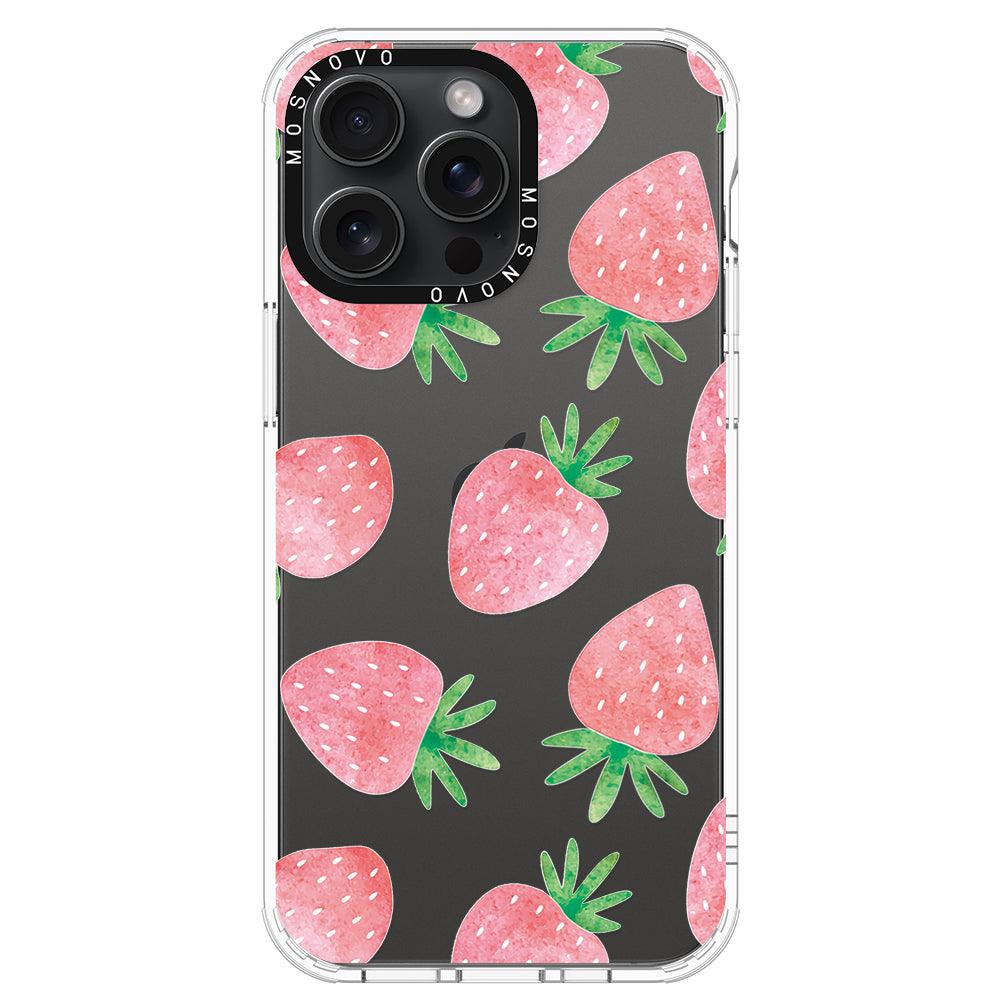 Pastel Strawberry Phone Case - iPhone 15 Pro Max Case - MOSNOVO