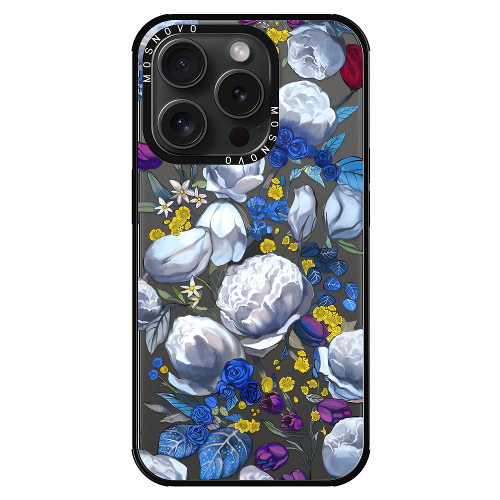 Purple Blue Floral Phone Case - iPhone 15 Pro Case - MOSNOVO