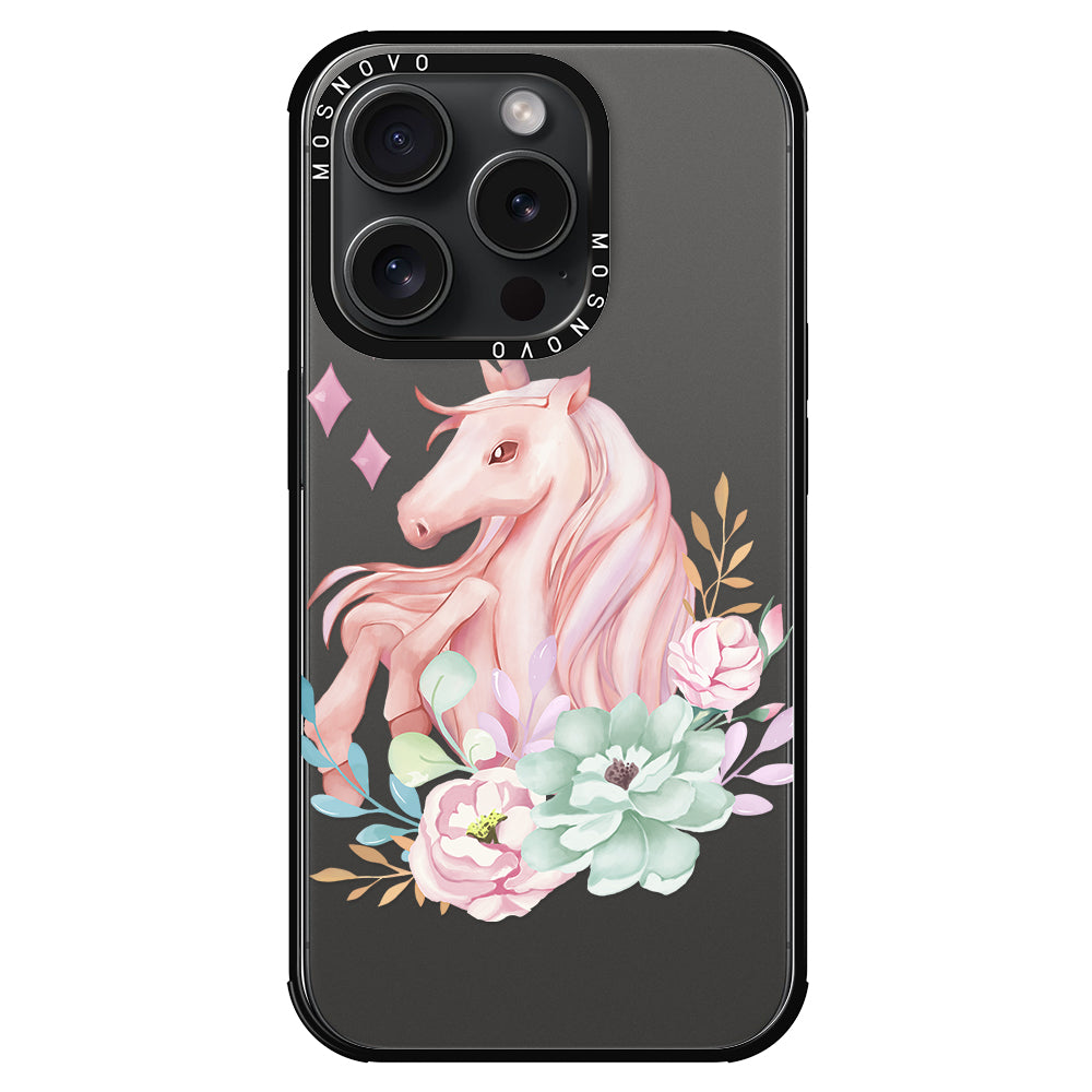 Elegant Flowers Unicorn Phone Case - iPhone 15 Pro Case - MOSNOVO