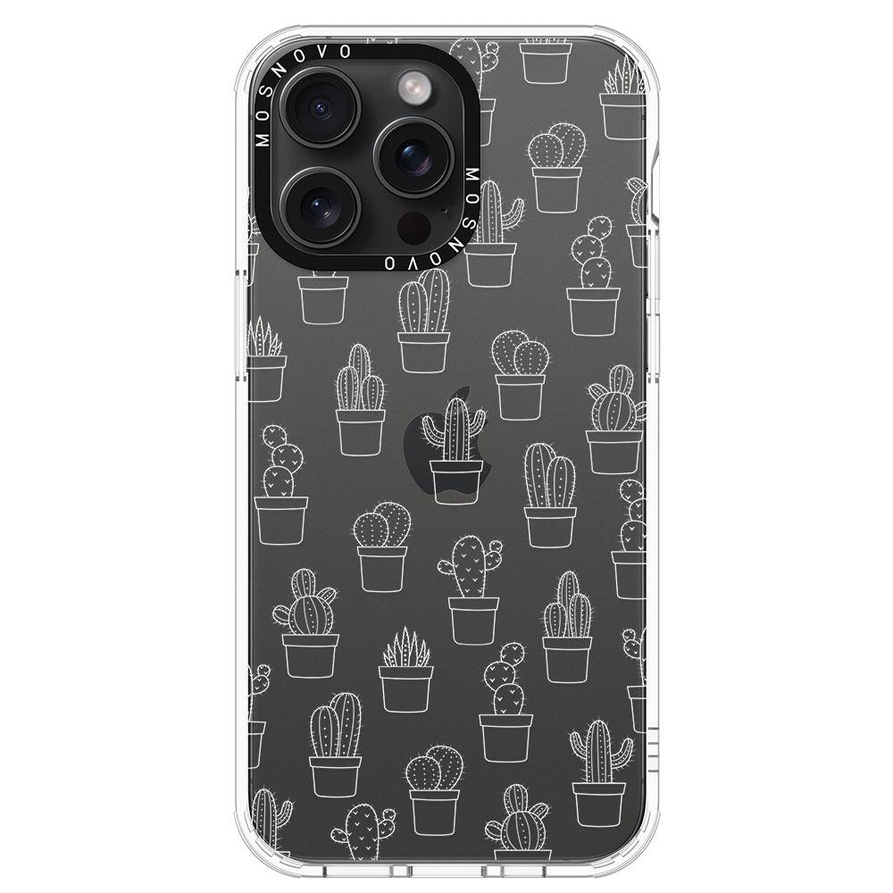 White Potted Cactus Phone Case - iPhone 15 Pro Max Case - MOSNOVO