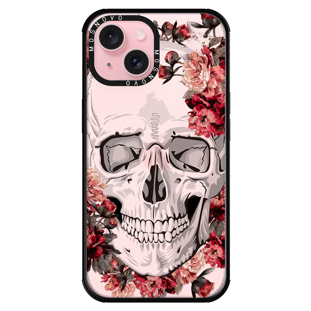 Red Flower Skull Phone Case - iPhone 15 Plus Case - MOSNOVO