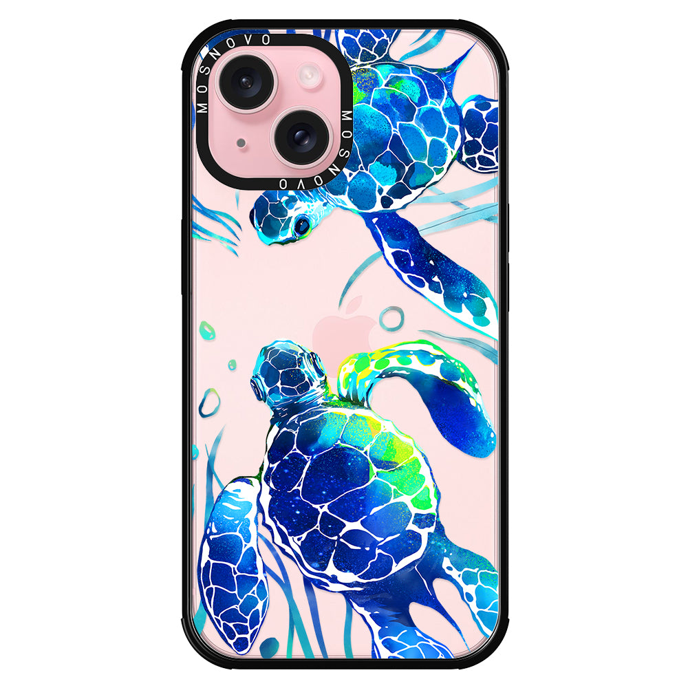 Blue Sea Turtle Phone Case - iPhone 15 Case - MOSNOVO