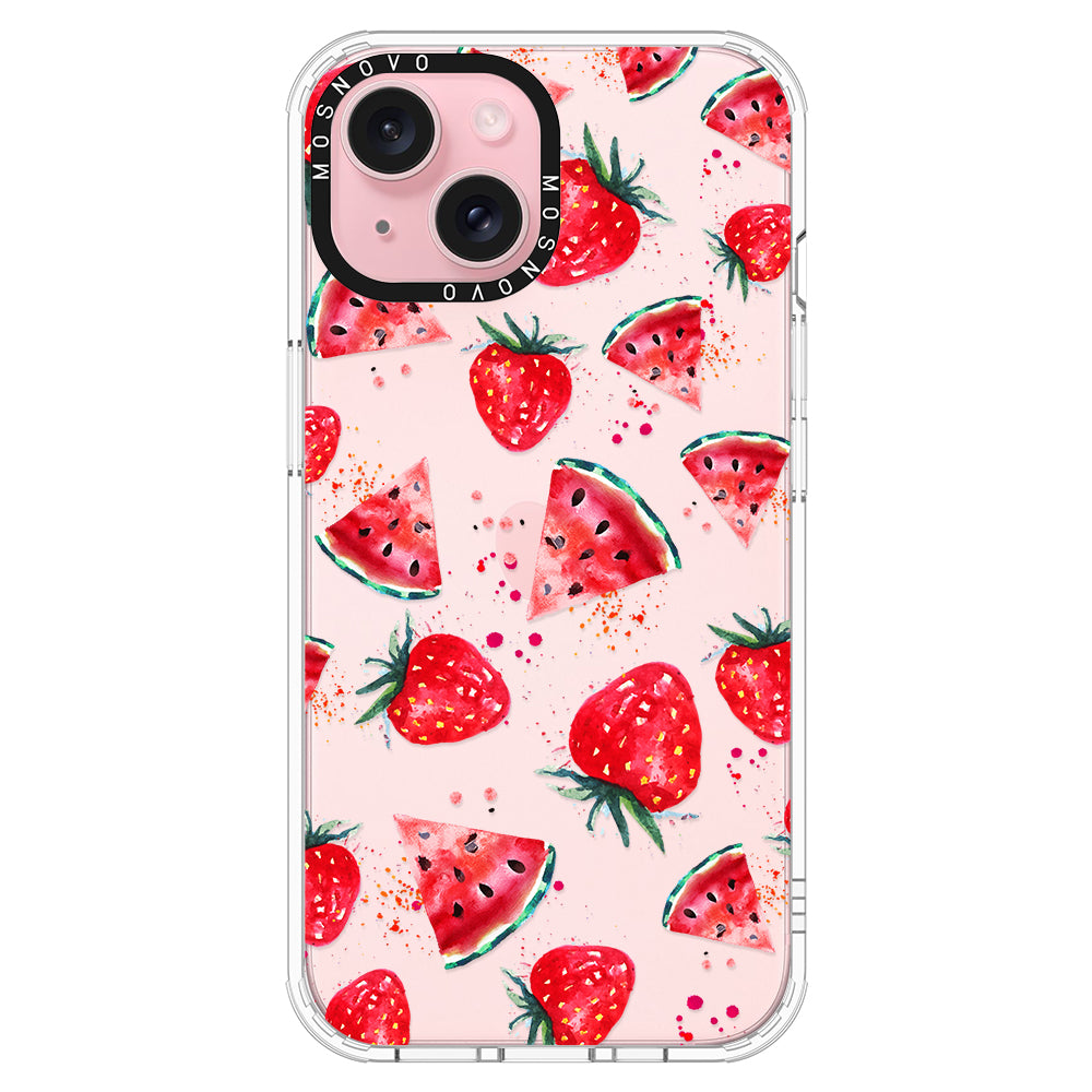 Watermelon and Strawberry Phone Case - iPhone 15 Case - MOSNOVO