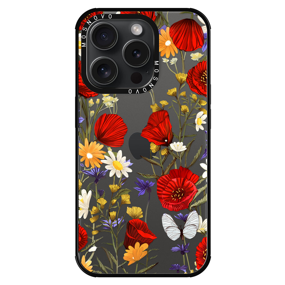 Poppy Floral Phone Case - iPhone 15 Pro Case - MOSNOVO