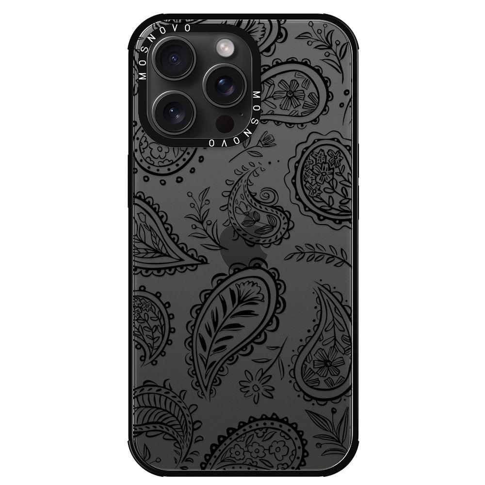 Black Paisley Phone Case - iPhone 15 Pro Max Case - MOSNOVO